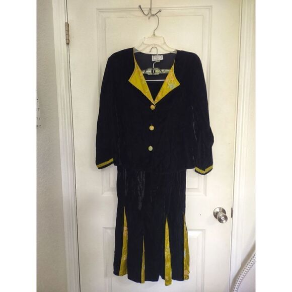 Vtg Toots Dierre Womens‎ Sz Medium Black Velvet 2 Pc Jacket Maxi Skirt - Picture 13 of 15